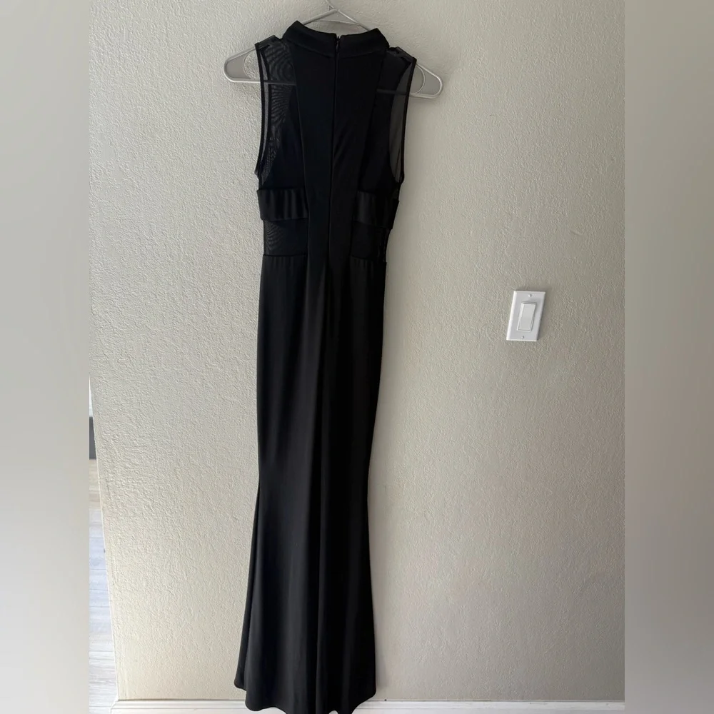 Betsy & Adam Black Sleeveless Mesh Panel Gown (Women’s 4, NWT) - Picture 4 of 6